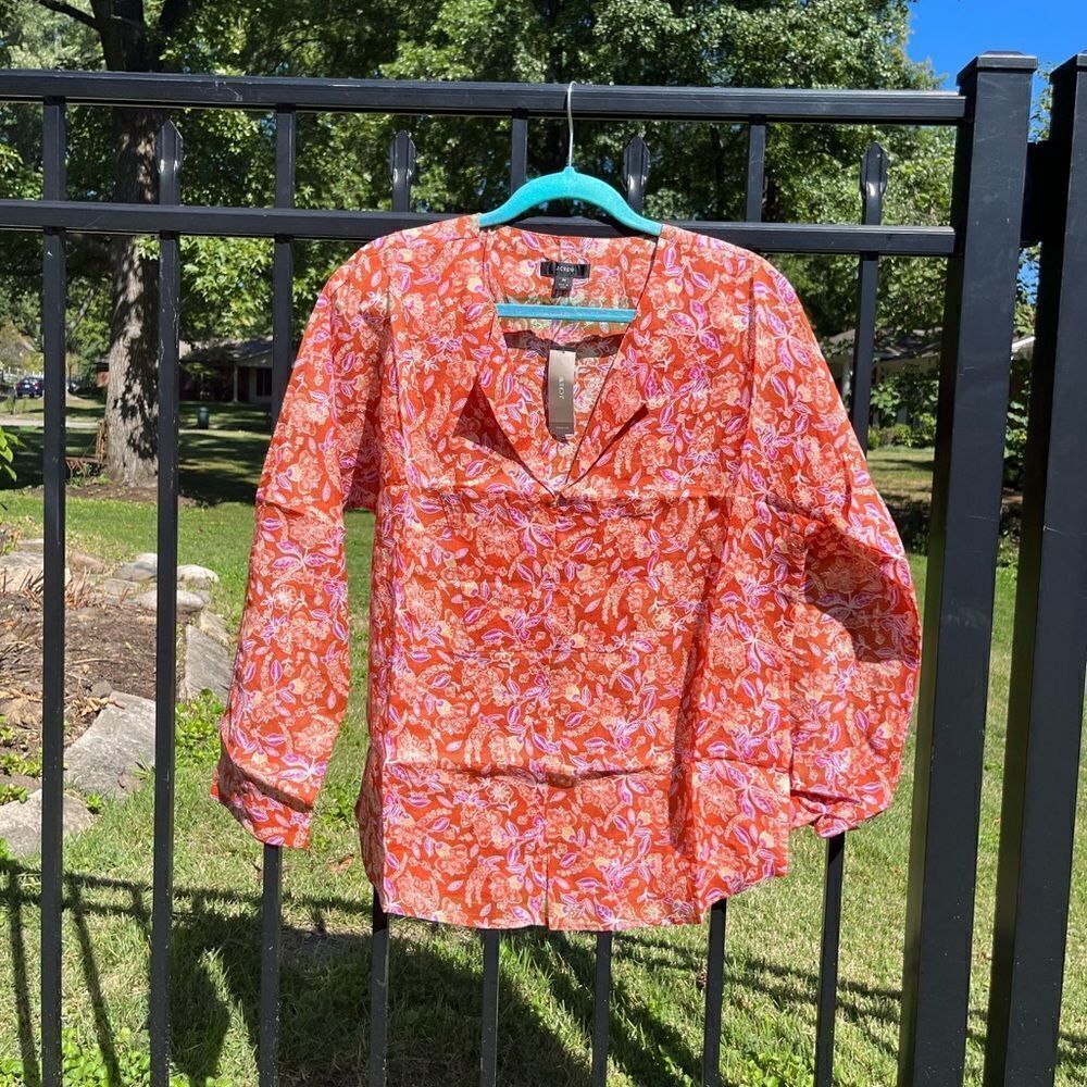 J Crew Ramie Tunic Top in Painted Block Print NWT - Picture 10 of 12